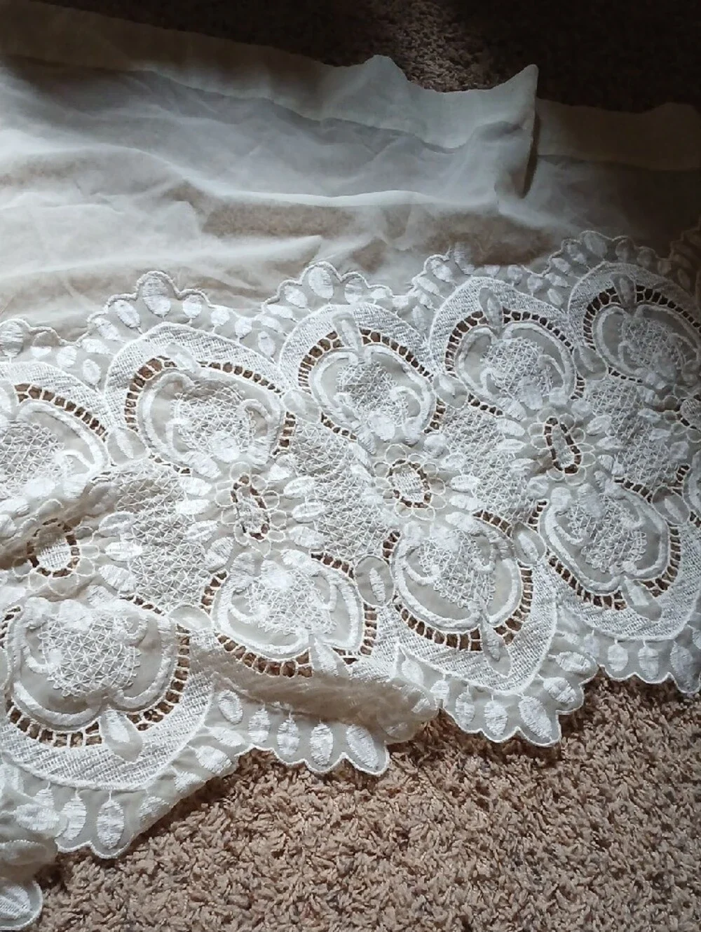 White Lace Decorative Curtain Panel - Elegant Sheer Drapery